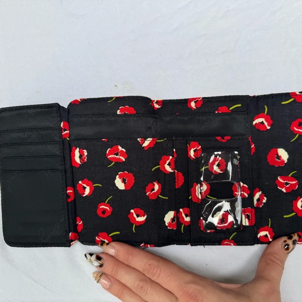 Vera Bradley Black Multi Floral Quilted Zip Wallet - Picture 3 of 3